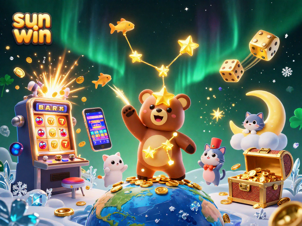 Engage in the sun win jackpot excitement with a vibrant display of slot machines and lucky symbols.