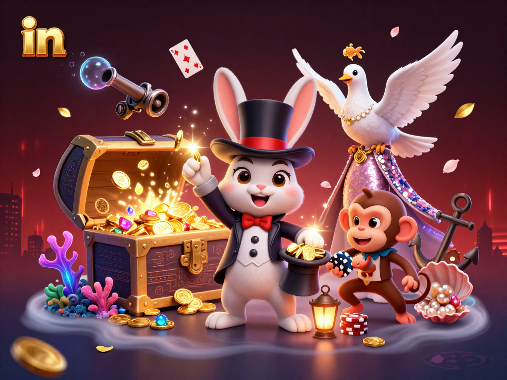 Experience the thrill of winning in a vibrant casino atmosphere with playful characters.