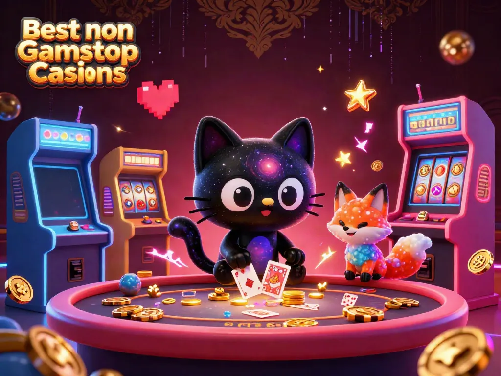 Winning at the Best non Gamstop Casinos with vibrant characters and gaming elements surrounding them.