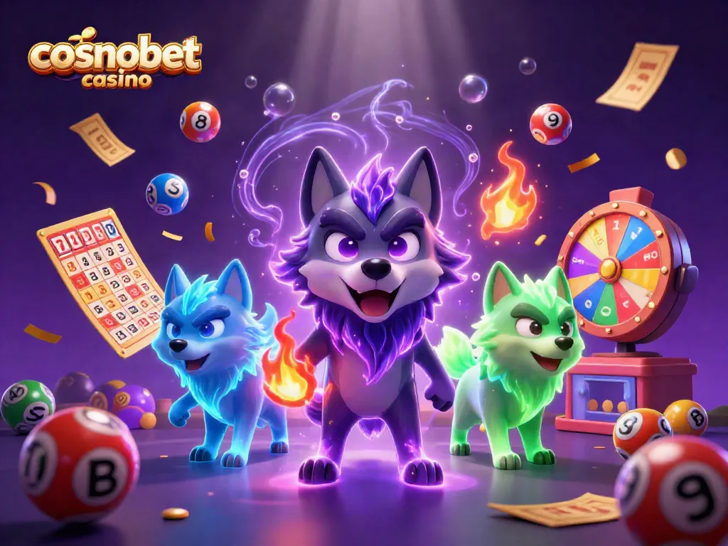 Experience gaming excitement at cosmobet casino with vibrant lottery balls and dynamic casino elements.