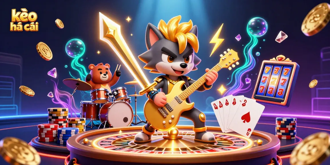 Engage in kèo nhà cái excitement with a vibrant casino scene featuring dazzling characters and elements.